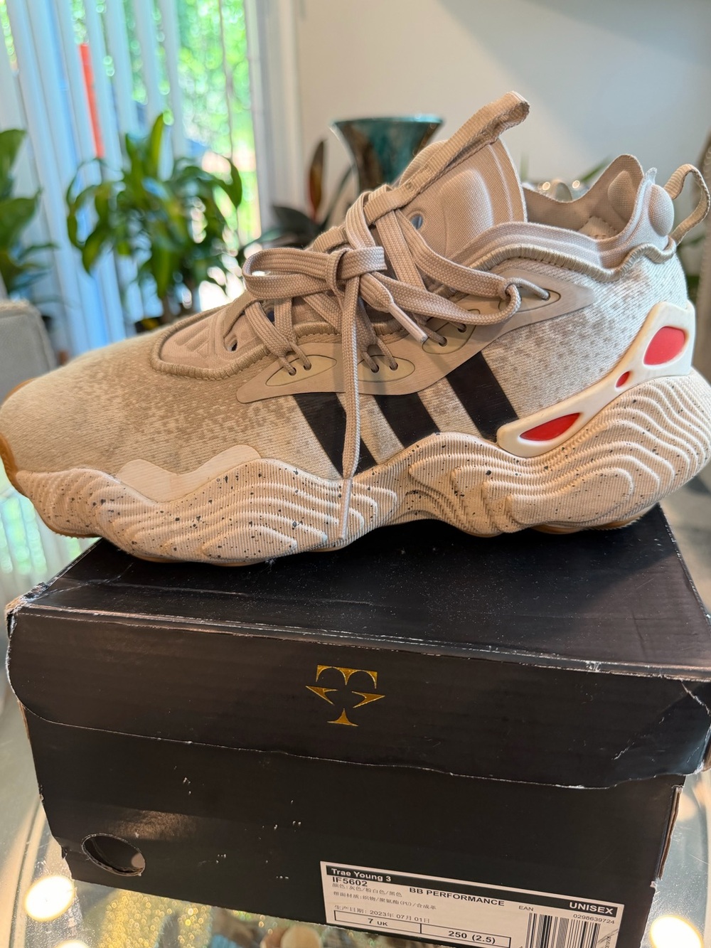 Men's Adidas Trae Young 3 Basketball Sneakers
Wonder Beige/Cream/Grey
Size 7.5